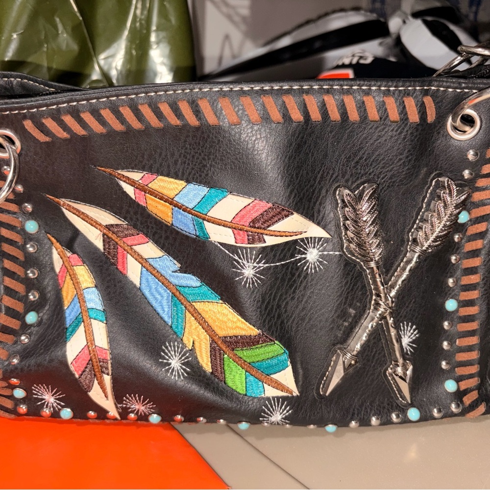 Genuine Handmade Black Feather Embellished Women's Bag